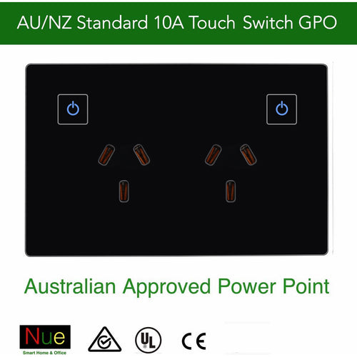 AU/NZ Standard Double Power Point GPO (Black) -Non Smart