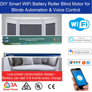 Battery-powered WiFi Smart Blind Motor for Normal Roller Blinds Home Automation, Voice Control