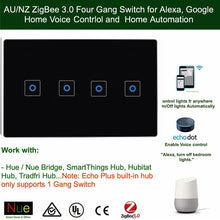 Load image into Gallery viewer, ZigBee Smart 4 Gang Switch for SmartThings, Hubitat Hub and Philips Hue (Black)