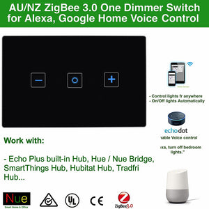 ZigBee Smart 1 Gang Dimmer Switch for SmartThings, Hubitat and Philips Hue (Black)