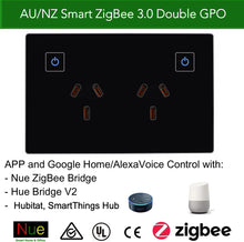 Load image into Gallery viewer, ZigBee Smart Double Power Point GPO for SmartThings, Hubitat, Philips Hue (Black)