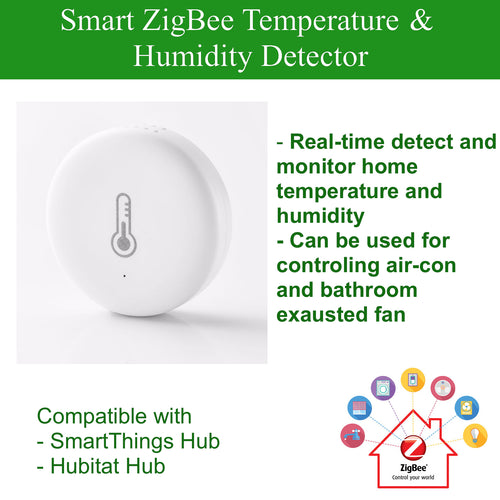 Smart ZigBee Temperature and Humidity Detector Sensor for SmartThings and Hubitat Hub