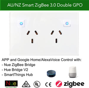 ZigBee Smart Double Power Point GPO for SmartThings (AeoTec), Hubitat, Philips Hue Automation